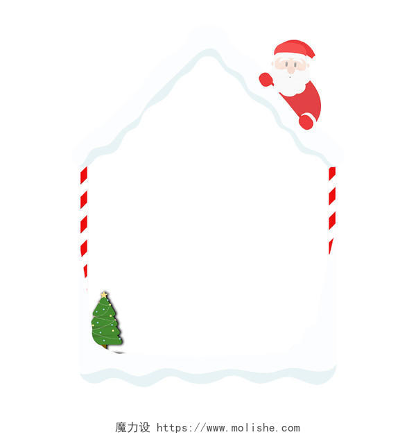 圣诞房屋边框圣诞边框几何文本框PNG素材圣诞节圣诞边框